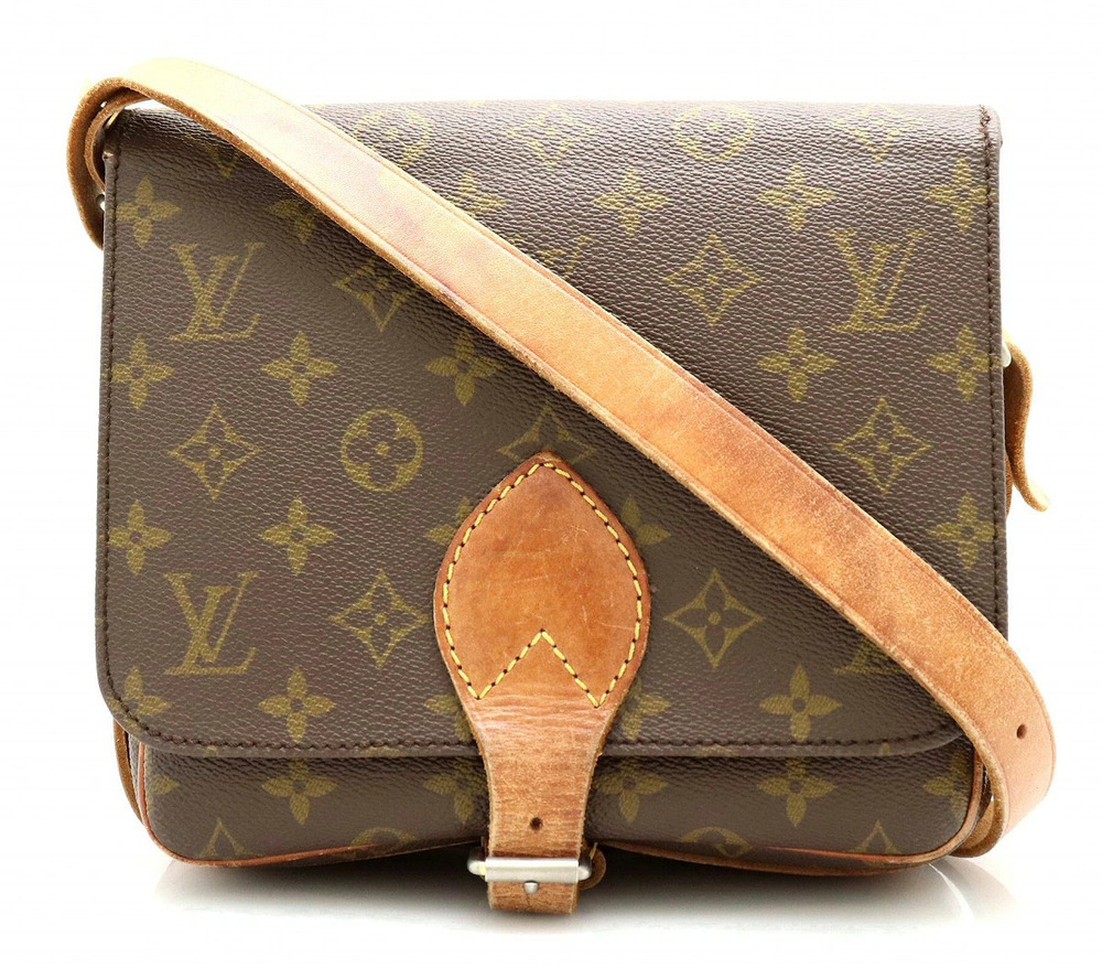 Louis Vuitton Monogram Cartouchiere Crossbody Bag Canvas Leather Brown